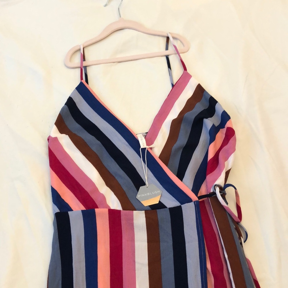 Multicolored wrap around maternity dress